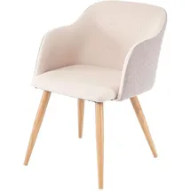 MCW Esszimmerstuhl MCW-D71, Stuhl Küchenstuhl, Retro Design, Armlehnen Stoff/Textil ~ creme-beige