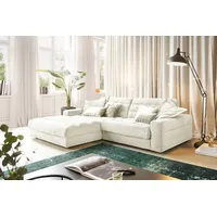 KAWOLA Sofa LANA Ecksofa Cord cremeweiß Recamiere links