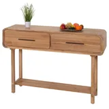 Mendler Konsolentisch HWC-M47, Telefontisch Beistelltisch Ablagetisch, Schublade, Akazie Massiv-Holz gebeizt 80x120x35cm 22kg