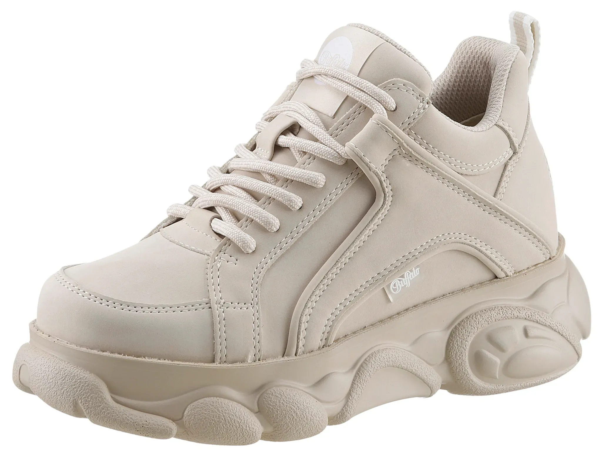 Plateausneaker BUFFALO, Damen, Gr. 38, beige, Lederimitat, sportlich, Schuhe, mit Memory Foam-Innensohle