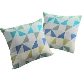 Wirth Dekokissen Berlare, Kissenhülle ohne Füllung, 2 Stück blau|grün 40 cm x 40 cm