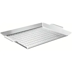 Tramontina Edelstahl Grillschale 48 x 32 cm, für Fisch, Gemüse, rostfrei, spülmaschinenfest, nachhaltig, Perforation für typisches Grillaroma