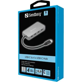Sandberg USB-C Hub, - USB 3.1 - 4 - Grau