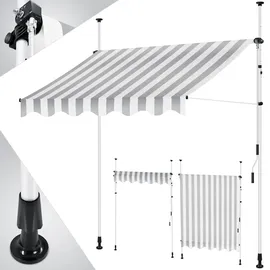 Kesser Klemmmarkise mit Handkurbel 350 cm grau/weiß