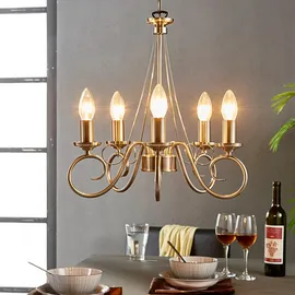 LINDBY Kronleuchter Marnia aus Metall Antik in Bronze / altmessing, für Wohnzimmer, Esszimmer, Von Lindby