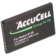 AccuCell Akku passend für Nokia 1202, 1203, 1661, 1662, BL-4C