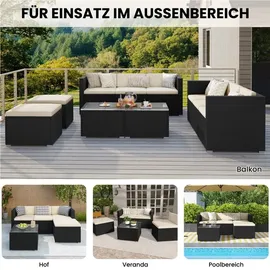 Yaheetech 5er-Loungeset Rattan schwarz/beige