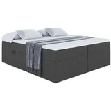 altdecor Boxbett, mit H3-Matratze und Lattenrost - MARCE BW - 160x200 Dunkelgrau