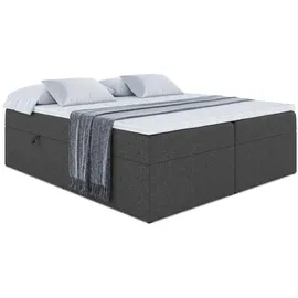altdecor Boxbett, mit H3-Matratze und Lattenrost - MARCE BW - 160x200 Dunkelgrau