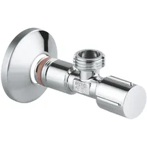 Grohe Eckventil, selbstdichtendes Anschlussgewinde (Abgang und Wandanschluss 1/2 Zoll, mit Schubrosette, wassergeschützte Spindelabsperrung, mit Fettkammer und doppelter O-Ring Abdichtung). 22043000