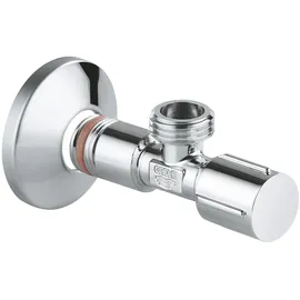Grohe Eckventil, selbstdichtendes Anschlussgewinde (Abgang und Wandanschluss 1/2 Zoll, mit Schubrosette, wassergeschützte Spindelabsperrung, mit Fettkammer und doppelter O-Ring Abdichtung). 22043000