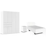 rauch Schlafzimmer-Set Komplettzimmer Komplettschlafzimmer Schlafzimmer-Set (3-St) MAIKA, (Set, 3-tlg), Schrank 3 Breiten, 2 Höhen, Bett 100 cm, Nachttisch MADE IN GERMANY weiß