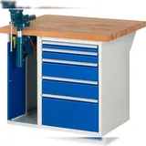 PROREGAL Werkbank Serie 7000 - Modell 7511 | HxBxT 84x100x90cm | 5x Schublade + 1x Schrank | Schubladenmaße 1x60 + 1x90 + 2x150 + 1x270mm