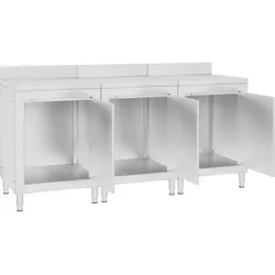DELUKE® Edelstahl Arbeitsschrank mit Aufkantung LEDO 180x60x96cm, Mit Staufach, Edelstahl Gastro-Arbeitstisch Arbeitsfläche Gastro-Küchenschrank