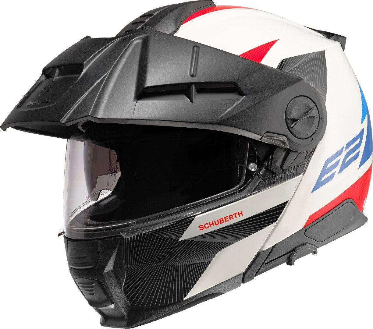 Schuberth E2 Defender Klapphelm, weiss-rot-blau, Größe L für Männer