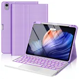 Hülle mit Tastatur für iPad Air 11 Zoll (M4/M3/M2) 2026/2025/2024, Bluetooth Tastatur Hülle für iPad Air 5/4 gen und Pro 11 4/3/2/1 Gen, 7 Farben Beleuchtete, QWERTZ Layout (Lavendel-Touchpad)
