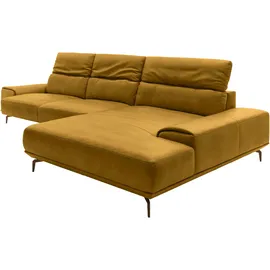 Musterring Wohnlandschaft MUSTERRING "MR 2490 Ecksofa mit erstklassigem Sitzkomfort, Long-Life-Leder", gelb (kurkuma, b), B:342cm T:207cm, Sofas, Wohnlandschaft, Bronze-Fuß Sitzhöhe 46cm, wahlweise mit Funktionen, Maße 342 x 207 cm