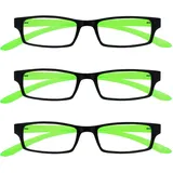 UV Reader Schwarz Leuchtend Grünen Nacken-Lesebrille Wert 3er-Pack Frauen Herren UVR3PK021 +1,00