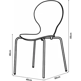 [en.casa] Esszimmerstuhl Etne Holz Metall Natur/Chromfarben 4er Set