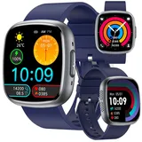 2025 New Smartwatch Herren Smartwatch Mit Blutdruckmessung EKG+HRV/Harnsäure/BMI Herren Damen 1,72" AMOLED Gesundheitsuhr Mit Telefonfunktion, 24H Herzfrequenz SPO2 Schlafmonitor Fitnessuhr (Blau)