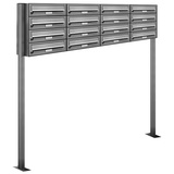 AL Briefkastensysteme Briefkasten »Premium«, (BxH): 161.2 x 150cm, Anzahl Schlitze: 16, stehend - silberfarben