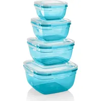 GRIZZLY 4er Set Frischhaltedosen (0,5L, 0,9L, 1,5L, 2,4L), quadratisch,