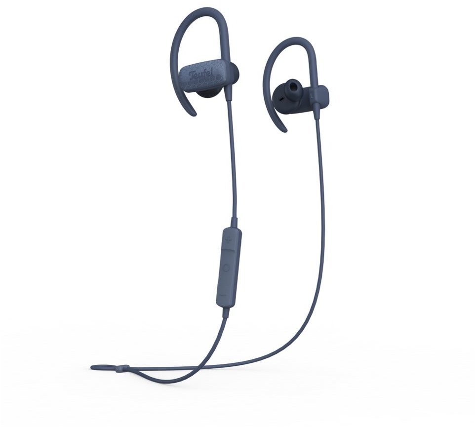 Teufel AIRY SPORTS Bluetooth-Kopfhörer (Wasserdicht nach IPX7, Freisprecheinrichtung mit Qualcomm, ShareMe-Funktion: zwei Kopfhörer kabellos mit einem Smartphone verbinden) blau Lautsprecher Teufel
