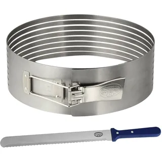 Dr. Oetker Tortenboden-Schneidhilfe Ø26-28 Set, inklusive Konditor-/Glasurmesser, zum leichten Schneiden von Tortenböden, gleichmäßige Tortenböde