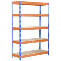Simonrack Schwerlastregal Holz 200 x 100 x 60 cm blau/orange 5 Böden