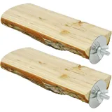 LuxusKollektion Vogelkäfig Papageienkäfig Sitzstange Holz Plattform Vögel (2er Pack) 17,8x7,6cm