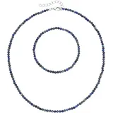 FIRETTI Ketten und Armband Set FIRETTI "Multipack Schmuck Geschenk Armkette Halskette", bunt (silberfarben, dunkelblau, dunkelblau), Schmuck_Sets, Damen, Elasthan, Messing, Polyester, facettierte Edelsteine