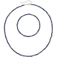 FIRETTI Ketten und Armband Set FIRETTI "Multipack Schmuck Geschenk Armkette Halskette", bunt (silberfarben, dunkelblau, dunkelblau), Schmuck_Sets, Damen, Elasthan, Messing, Polyester, facettierte Edelsteine