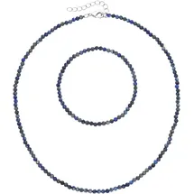 FIRETTI Ketten und Armband Set FIRETTI "Multipack Schmuck Geschenk Armkette Halskette", bunt (silberfarben, dunkelblau, dunkelblau), Schmuck_Sets, Damen, Elasthan, Messing, Polyester, facettierte Edelsteine