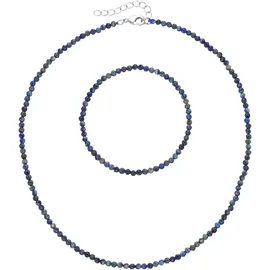 FIRETTI Ketten und Armband Set FIRETTI "Multipack Schmuck Geschenk Armkette Halskette", bunt (silberfarben, dunkelblau, dunkelblau), Schmuck_Sets, Damen, Elasthan, Messing, Polyester, facettierte Edelsteine
