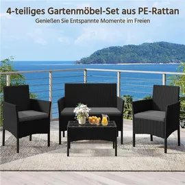 Yaheetech Gartenmöbel Set 4-tlg. Schwarz/Grau