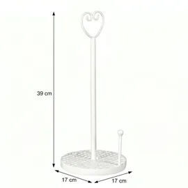 Ambiente Haus Küchenrollenständer Herz in Antikweiß", weiß, B:17cm H:39cm T:17cm, Eisen, Küchenrollenhalter, Halter für Küchenrollen