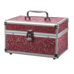 MARELIDA® Schmuckkoffer in Pink mit Glitzeroptik - Premium Schmuckkästchen für S...