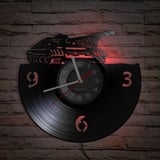 Smotly Vinyl Wanduhr, Tank Analog Wanduhr mit LED Nachtlicht, eine Wanduhr Geschenk für Tankliebhaber.