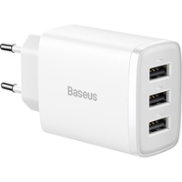 Baseus Compact Quick Charger 3x USB 17W (White)