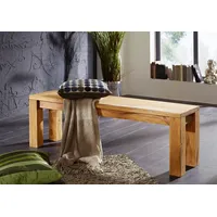 MASSIVMOEBEL24.DE Sitzbank Holzbank Braun 140 x 35 x 45 cm