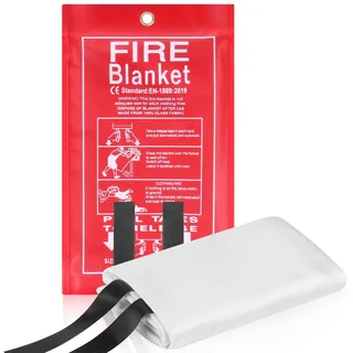 BEENNA Feuerlöschdecke, 1m x 1m Löschdecke, Glasfaser Brandschutzdecke Wird zum Löschen Gelegentlicher Brände in Küchen, Autos, Büros, Garagen, Geschäften, Restaurants, Camping und Grillen im Freien