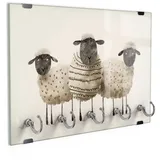 DEQORI Schlüsselbrett 'Schafe Modeikone', (1 St), Schlüsselhalter Schlüssel Haken Schlüsselboard modern Schlüsselleiste beige|schwarz