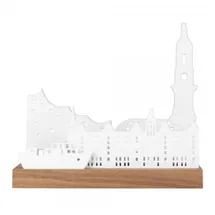 räder Teelichthalter Stadtsilhouette Hamburg Porzellan/ Holz Weiß