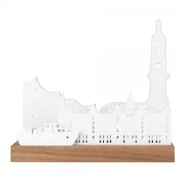räder Teelichthalter Stadtsilhouette Hamburg Porzellan/ Holz Weiß