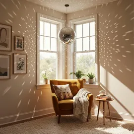 Relaxdays Discokugel, Ø 25 cm, Beige,