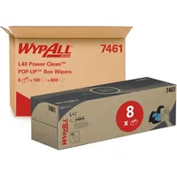 WypAll L40 Power Clean POP-UP-Wischtücher in der Zupfbox 7461 – Wischpapier – 8 Boxen x 100 weiße Reinigungstücher (insges. 800)