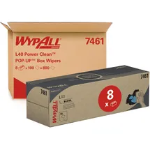 WypAll L40 Power Clean POP-UP-Wischtücher in der Zupfbox 7461 – Wischpapier – 8 Boxen x 100 weiße Reinigungstücher (insges. 800)