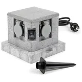 XPOtool Gartensteckdose 1,5 m Granitoptik 4 St.