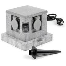 XPOtool Gartensteckdose 1,5 m Granitoptik 4 St.