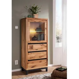 Massivmoebel24 Vitrine Wildeiche 65 x 40 x 148 cm Beige